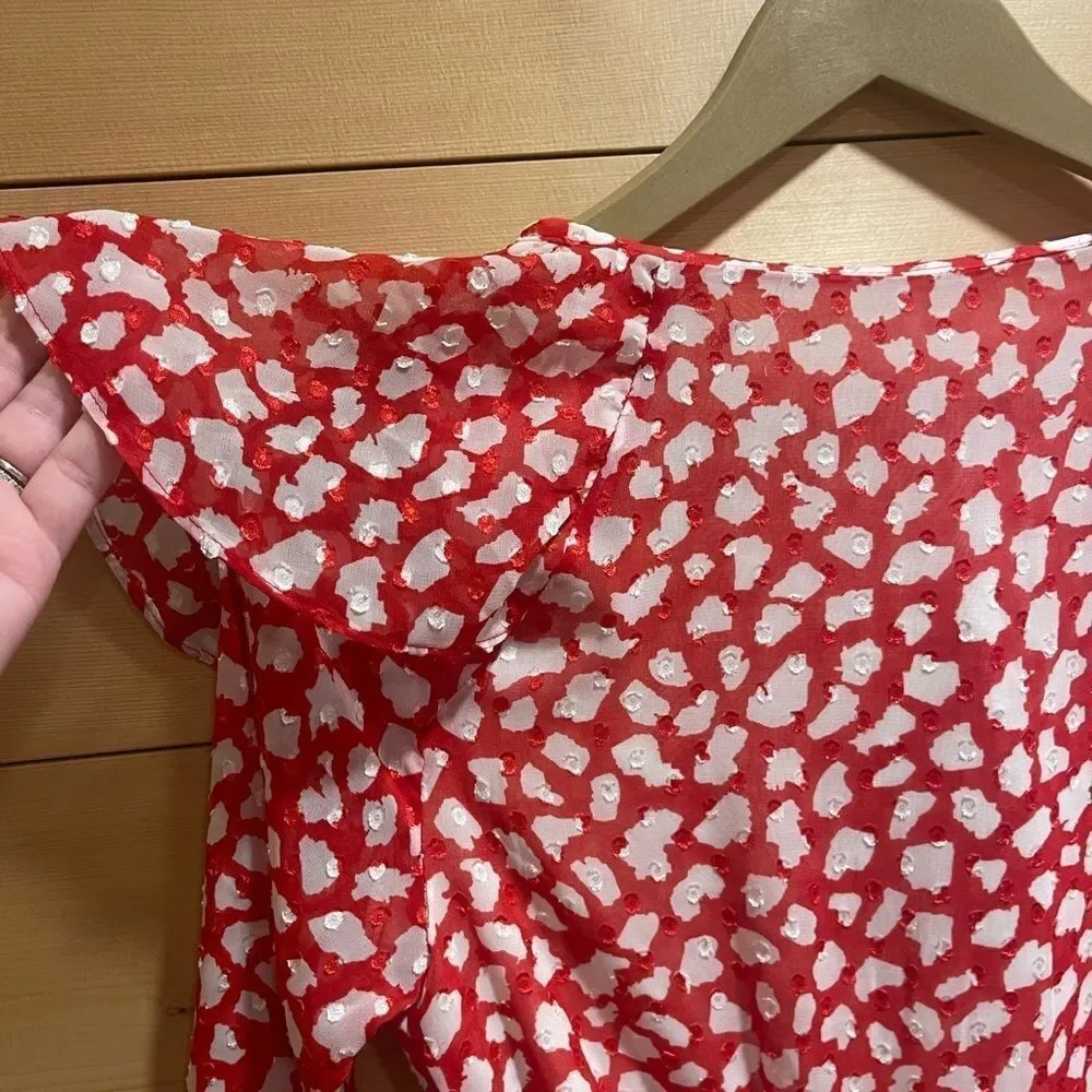 NWT FREE PEOPLE Red & White Frenchie Wrap Dress,size XS - Picture 8 of 8